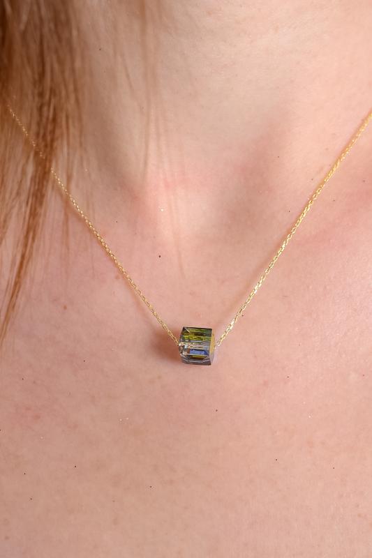 Swarovski® Taşlı Cube Vitrail Medium 925 Ayar Gümüş Kolye
