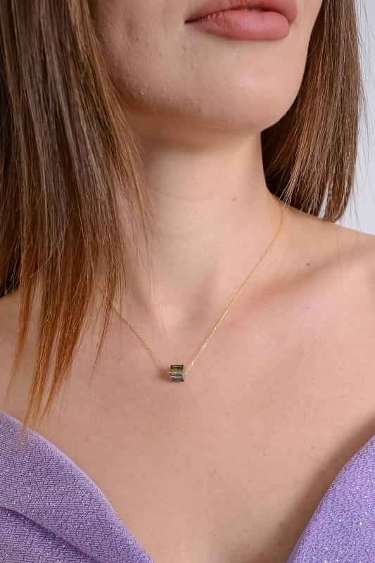 Swarovski® Taşlı Cube Vitrail Medium 925 Ayar Gümüş Kolye