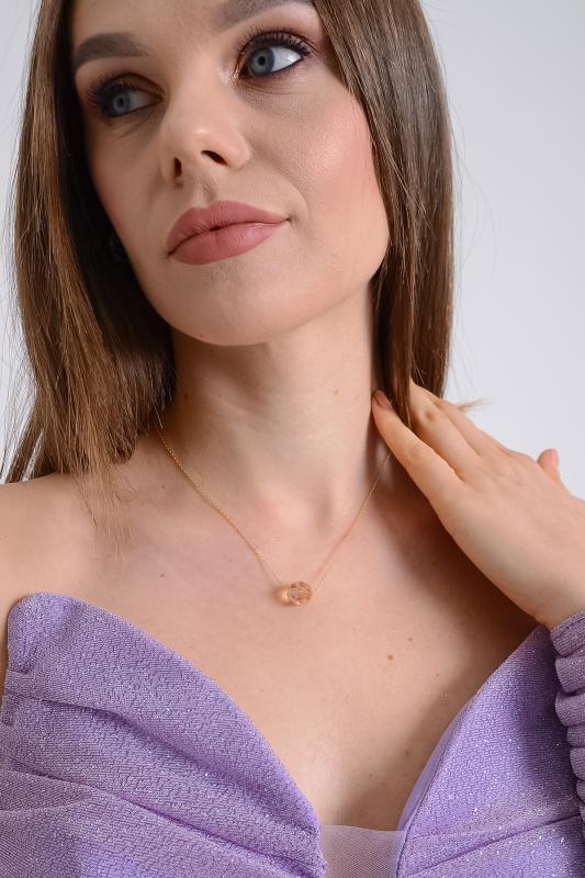 Swarovski® Taşlı Raund 5005 Golden Shadow Drop 925 Ayar Gümüş Kolye