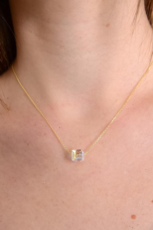 Swarovski® Taşlı Cube JanJan 925 Ayar Gümüş Kolye