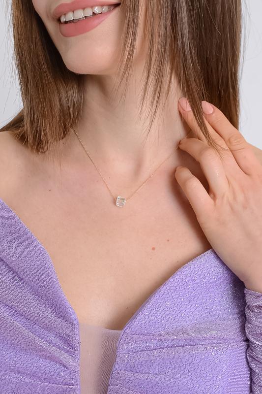 Swarovski® Taşlı Cube JanJan 925 Ayar Gümüş Kolye