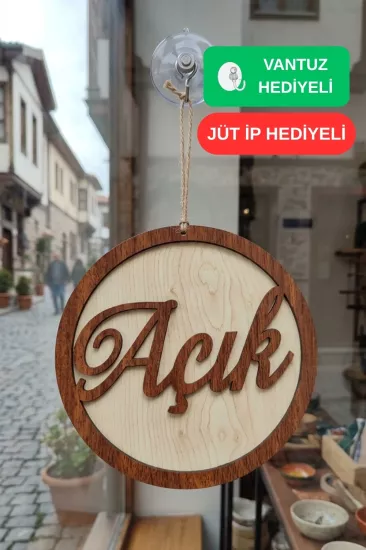 Üç Katlı El Yazılı Modern Açık/Kapalı Tabelası - Akçaağaç-Ceviz