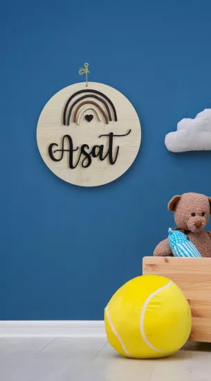El Yapımı Ahşap İsim Yazılı Kapı Dekoru - Bebek ve Çocuk Odası Kapı Süsü