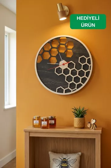 Geometrik Modern Ahşap Lazer Kesim 2D Mdf Duvar Saati