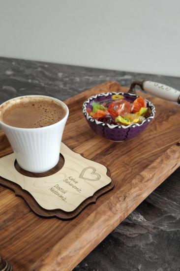 Kutaydan 6 Parça Birinci Sınıf Ahşap Lazer Kesim Bardak ve Kahve Altlığı