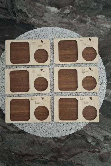Kutaydan 6 Parça Birinci Sınıf Ahşap Lazer Kesim Bardak ve Kahve Altlığı