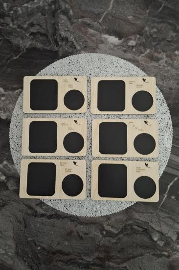 Kutaydan 6 Parça Birinci Sınıf Ahşap Lazer Kesim Bardak ve Kahve Altlığı