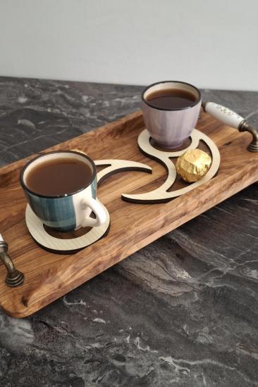 Kutaydan 6 Adet Ying Yang Ahşap Lazer Kesim Kahve ve Bardak Altlığı