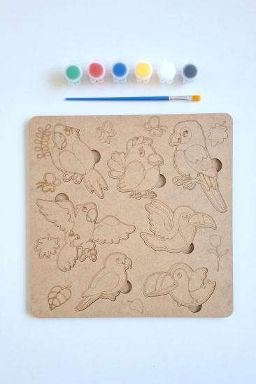 Zeka ve Beceri Geliştiren Ahşap Boyama Puzzle Seti