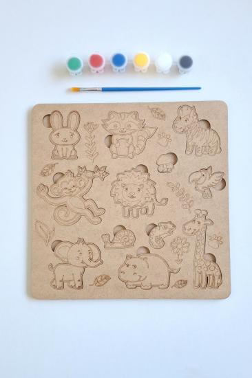 Zeka ve Beceri Geliştiren Ahşap Boyama Puzzle Seti