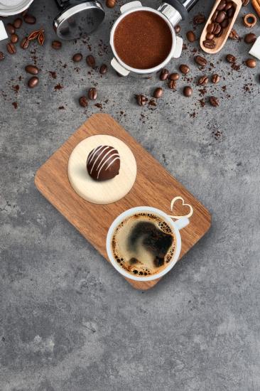 Kutaydan 6 Parça Ahşap Lazer Kesim Bardak ve Kahve Altlığı