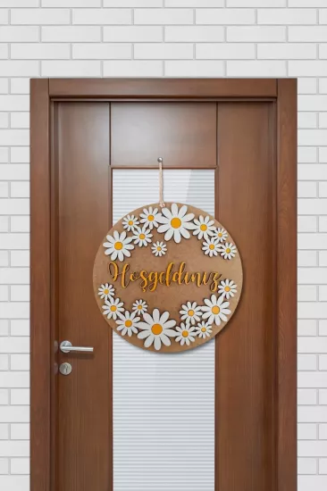 Dekoratif Haşgeldiniz Papatya Motifli Desenli Kapı ve Duvar Süsü