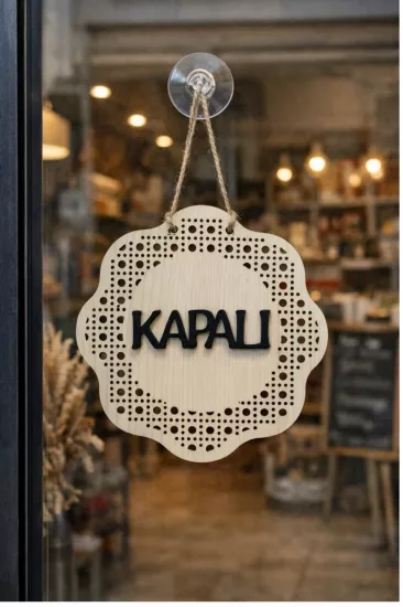 Hazeran Rattan Desenli Modern Açık/Kapalı Tabelası - Akçaağaç