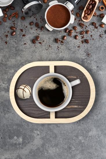 Kutaydan 6 Parça Ahşap Lazer Kesim Bardak ve Kahve Altlığı