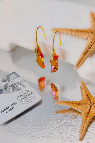 Swarovski Taşlı 6525 Wawe Dalga Küpe - Astral Pink