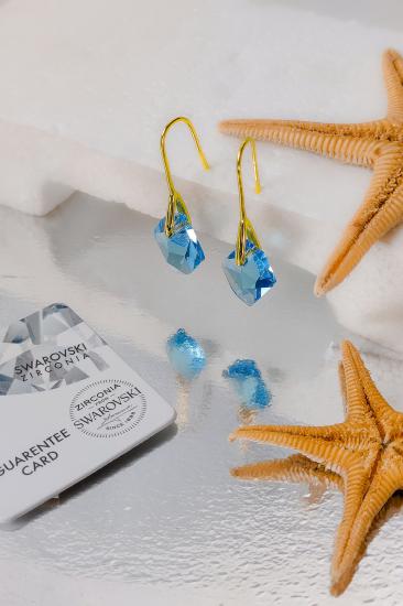 Swarovski Taşlı 6680 Cosmic Küpe - Aquamarine