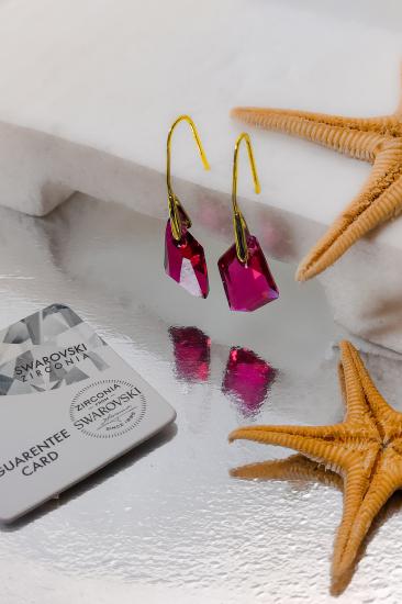 Swarovski Taşlı 6670 De-Art Küpe - Fushia