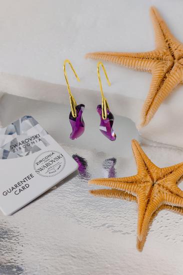 Swarovski Taşlı 6525 Wawe Dalga Küpe - Amethys