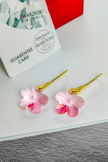 Swarovski 6744 Taşlı Flower Küpe - Light Rose