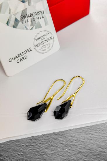Swarovski Taşlı 6600 Classıc Drop Küpe - Jet