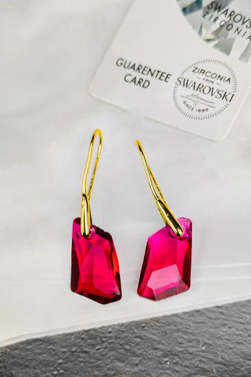 Swarovski Taşlı 6670 De-Art Küpe - Fushia
