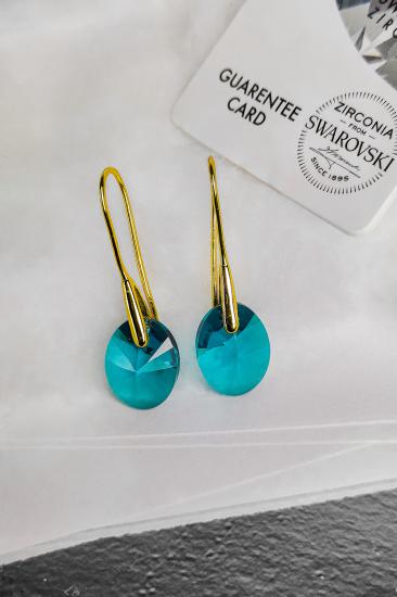 Swarovski Taşlı 6028 Xilion Oval Küpe - İndicolite