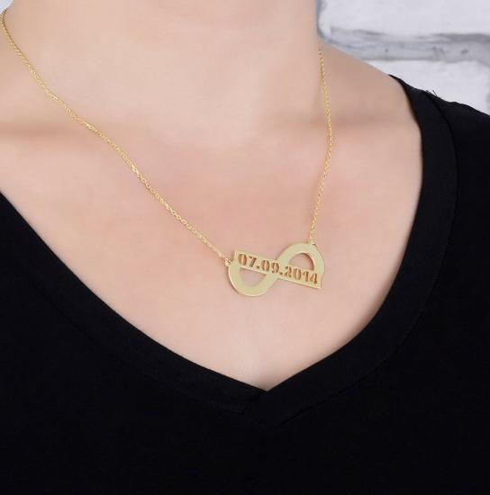 Kişiye Özel Tarihli Sonsuzluk 925 Ayar Gümüş Kolye