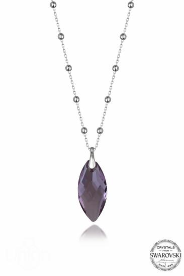 Kutaydan SWR Crystal 30 x 12 mm Ametist Mekik Kadın Gümüş Kolye