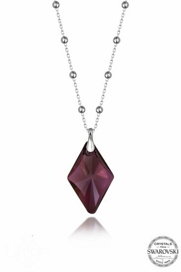 Kutaydan SWR Crystal 17 x 27 mm Ametist Karo Kadın Gümüş Kolye