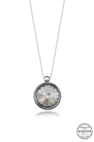 Kutaydan SWR Crystal 12 mm Çerveli Kadın Gümüş Kolye