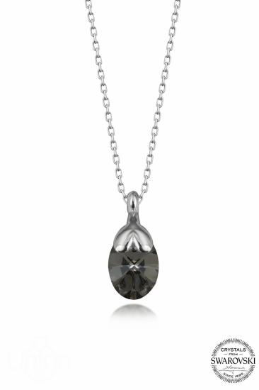 Kutaydan SWR Crystal 10 mm Hematit Chorme Oval Kadın Gümüş Kolye