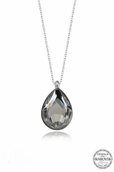 Kutaydan SWR Crystal 18 mm Yuvalı Beyaz Damla Kadın Gümüş Kolye