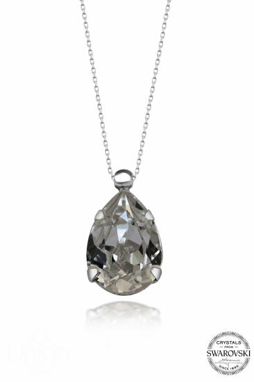 Kutaydan SWR Crystal 10 x 14 mm Tırnaklı Damla Kadın Gümüş Kolye