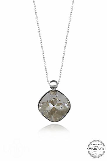 Kutaydan SWR Crystal 12 mm Yuvalı Beyaz Cushion Kadın Gümüş Kolye