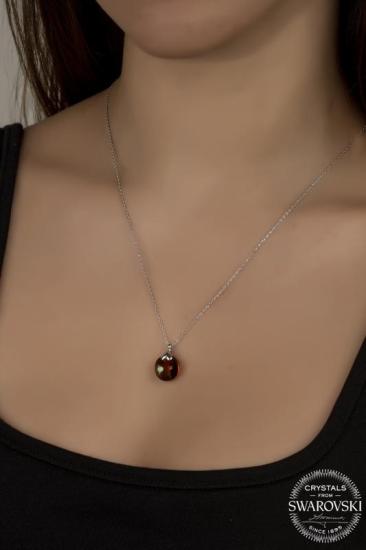 Kutaydan SWR Crystal 12 mm Red Magma Kadın Gümüş Kolye