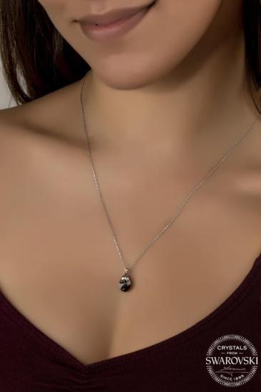 Kutaydan SWR Crystal 10 mm Hematit Chorme Oval Kadın Gümüş Kolye