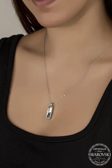 Kutaydan SWR Crystal 21 x 7 mm Baget Kadın Gümüş Kolye