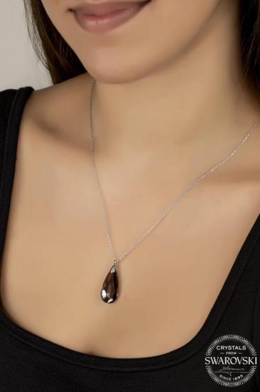 Kutaydan SWR Crystal 24 mm Hematit Damla Kadın Gümüş Kolye