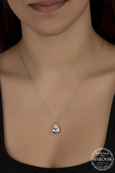 Kutaydan SWR Crystal 10 x 14 mm Damla Kadın Gümüş Kolye