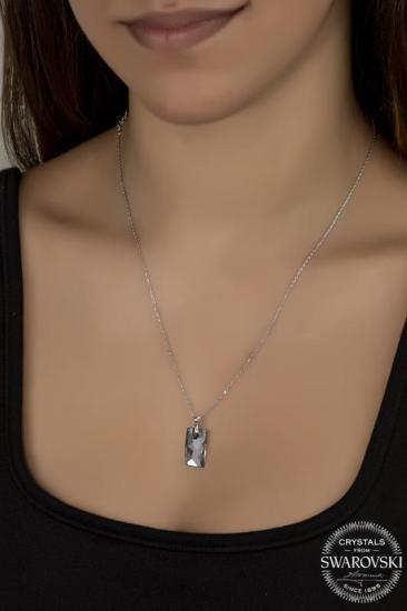 Kutaydan SWR Crystal 10 X 17 mm Baget Kadın Gümüş Kolye