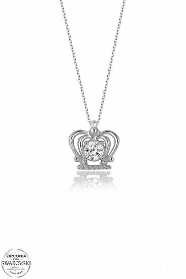 Kutaydan SWR Zirconia 0,66 CT Kralın Tacı Kadın Gümüş Kolye