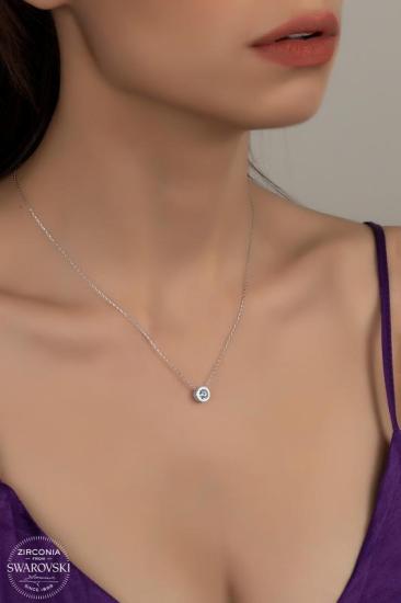 Kutaydan SWR Zirconia 0.66 CT Pırlanta Montür Kadın Gümüş Kolye