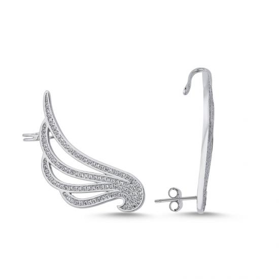 Gümüş Kanat Zirkon Taşlı Ear Cuff Küpe