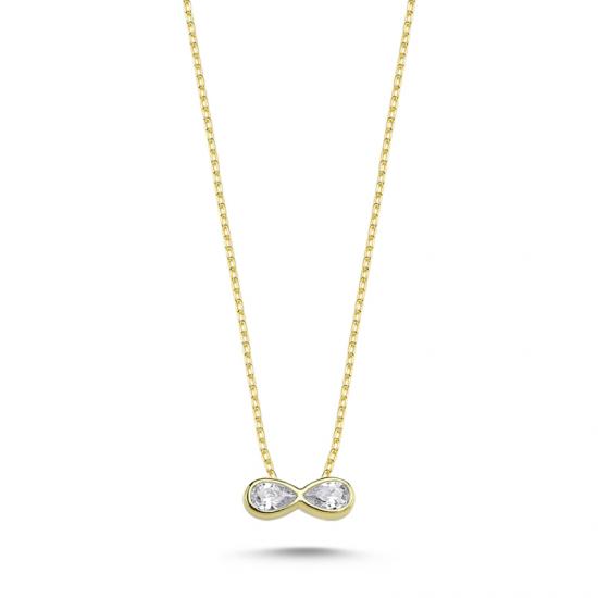 Gümüş Infinity Drop CZ Necklace-Altın kaplama