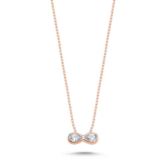 Gümüş Infinity Drop CZ Necklace-Rose kaplama