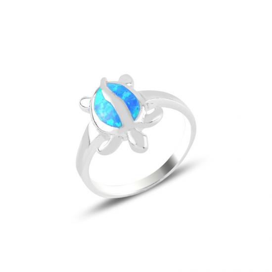 Gümüş Kaplumbağa Opal Taşlı Yüzük