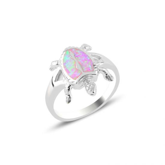 Gümüş Kaplumbağa Opal Taşlı Yüzük