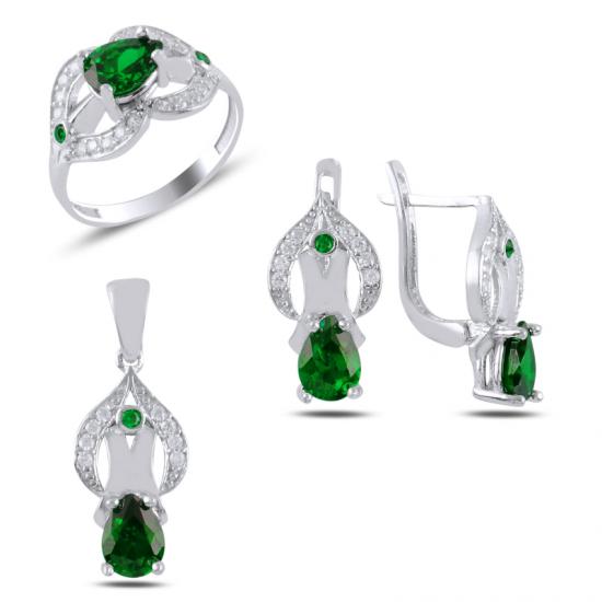 Gümüş Zirkon Taşlı Set
