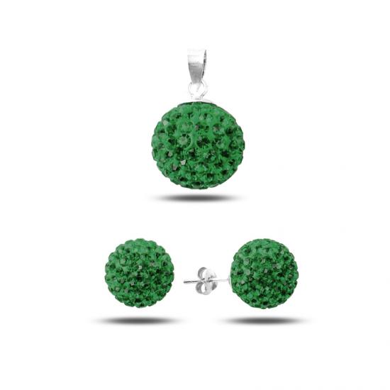 Gümüş Zirkon Taşlı Top Set