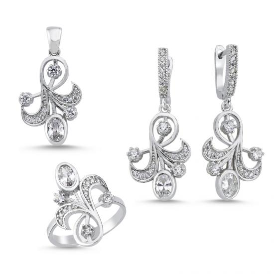 Gümüş Zirkon Taşlı Set